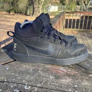 Nike Boys Court Borough Mid 839977-001 Black Basketball Shoes Sneakers Size 7Y